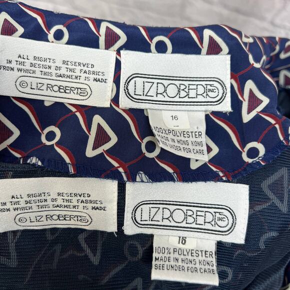 Vintage Liz Roberts Drop Waist Dress Modesty Inset 2 Piece Navy Blue Size 16/XL - Picture 8 of 8